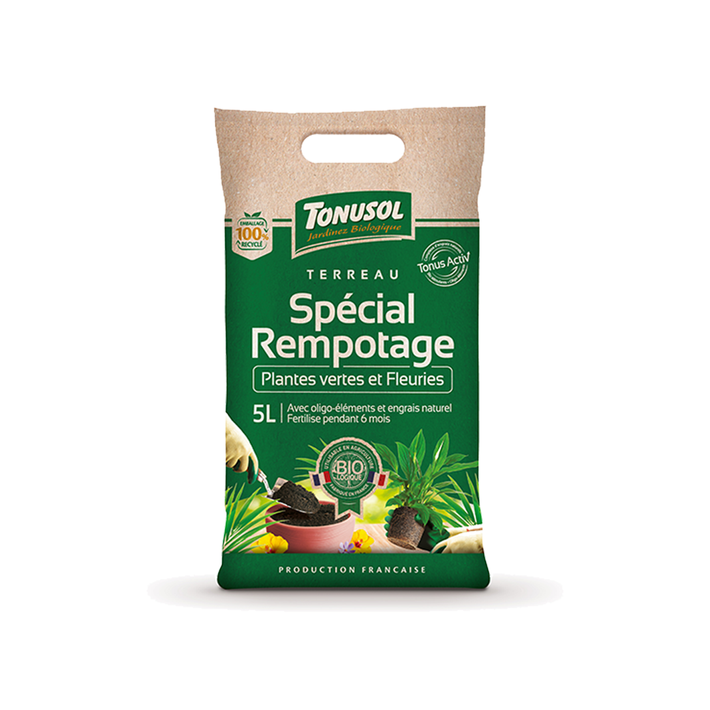 TERREAU SPÉCIAL REMPOTAGE PLANTES VERTES ET FLEURIES TONUSOL® - 5L