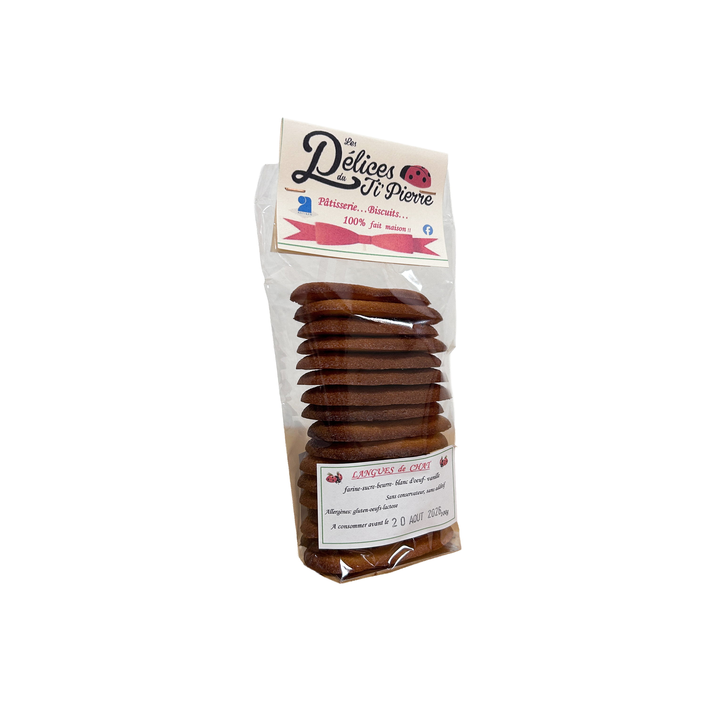 BISCUITS 'LANGUES DE CHAT' LES DÉLICES DU TI'PIERRE - 100G