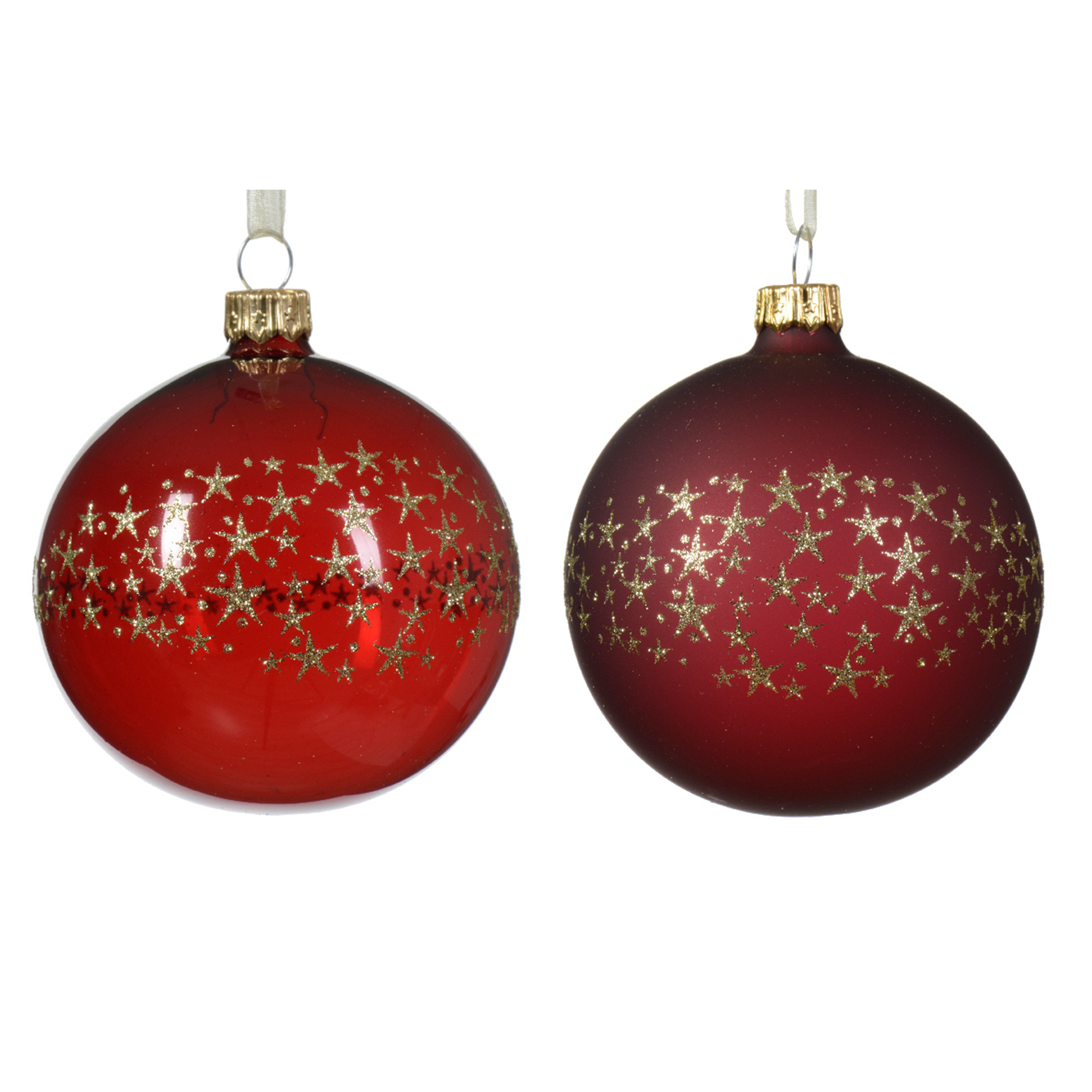 BOULE EN VERRE BORDEAUX BRILLANT/MAT - ∅8CM