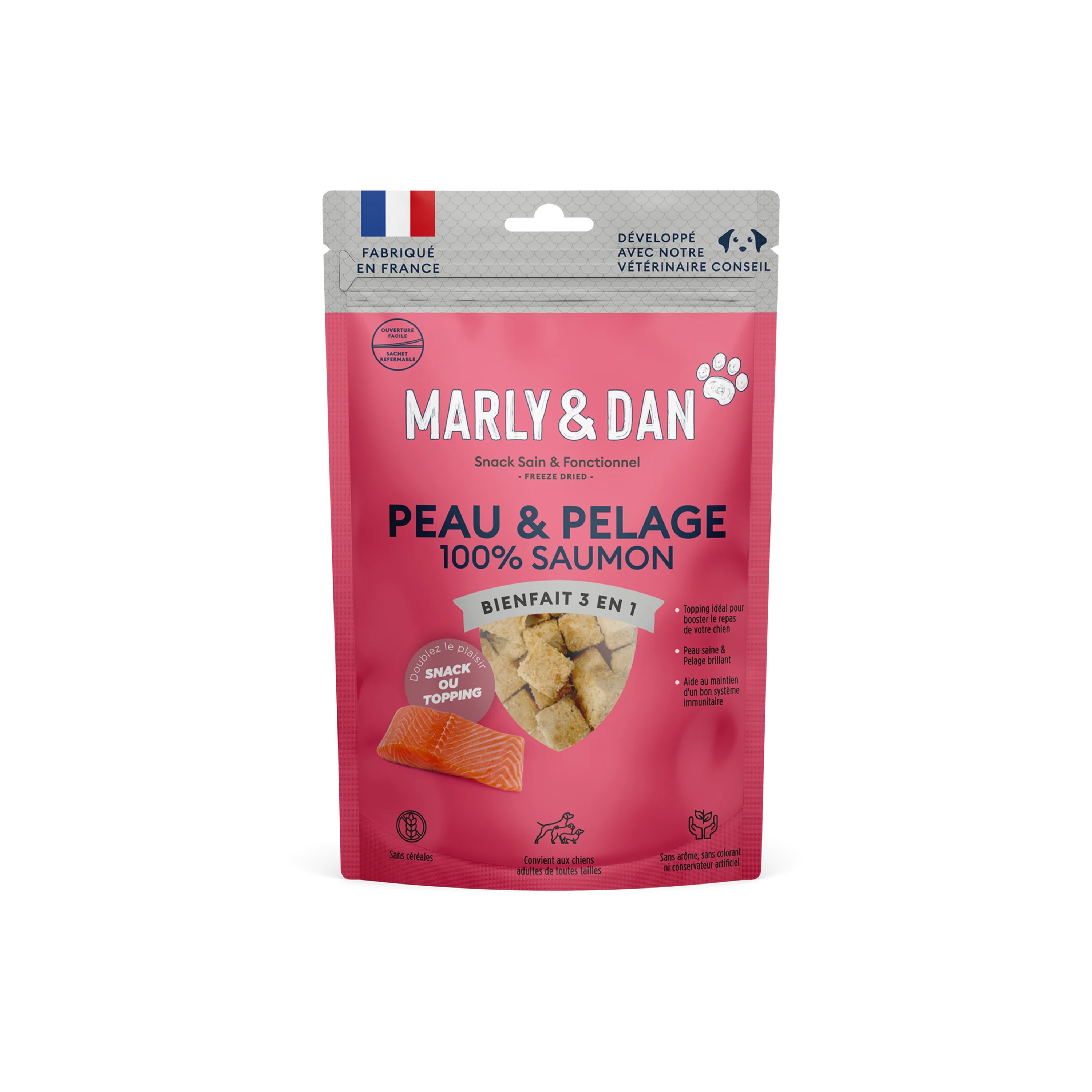 FRIANDISES POUR CHIEN 'PEAU & PELAGE' MARLY & DAN® - 100% SAUMON - 50G