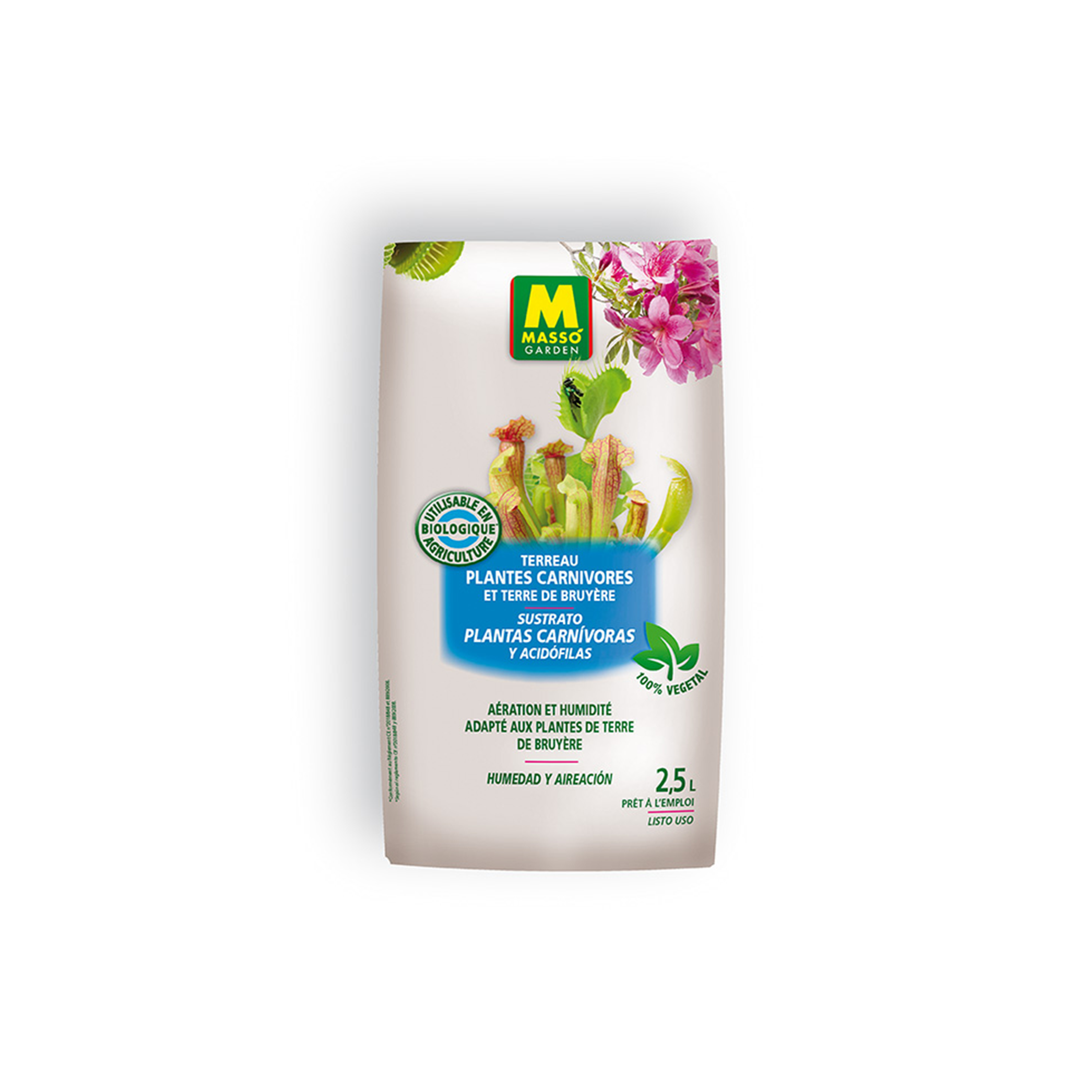 TERREAU PLANTES CARNIVORES & TERRE DE BRUYÈRE MASSO® - 2,5L