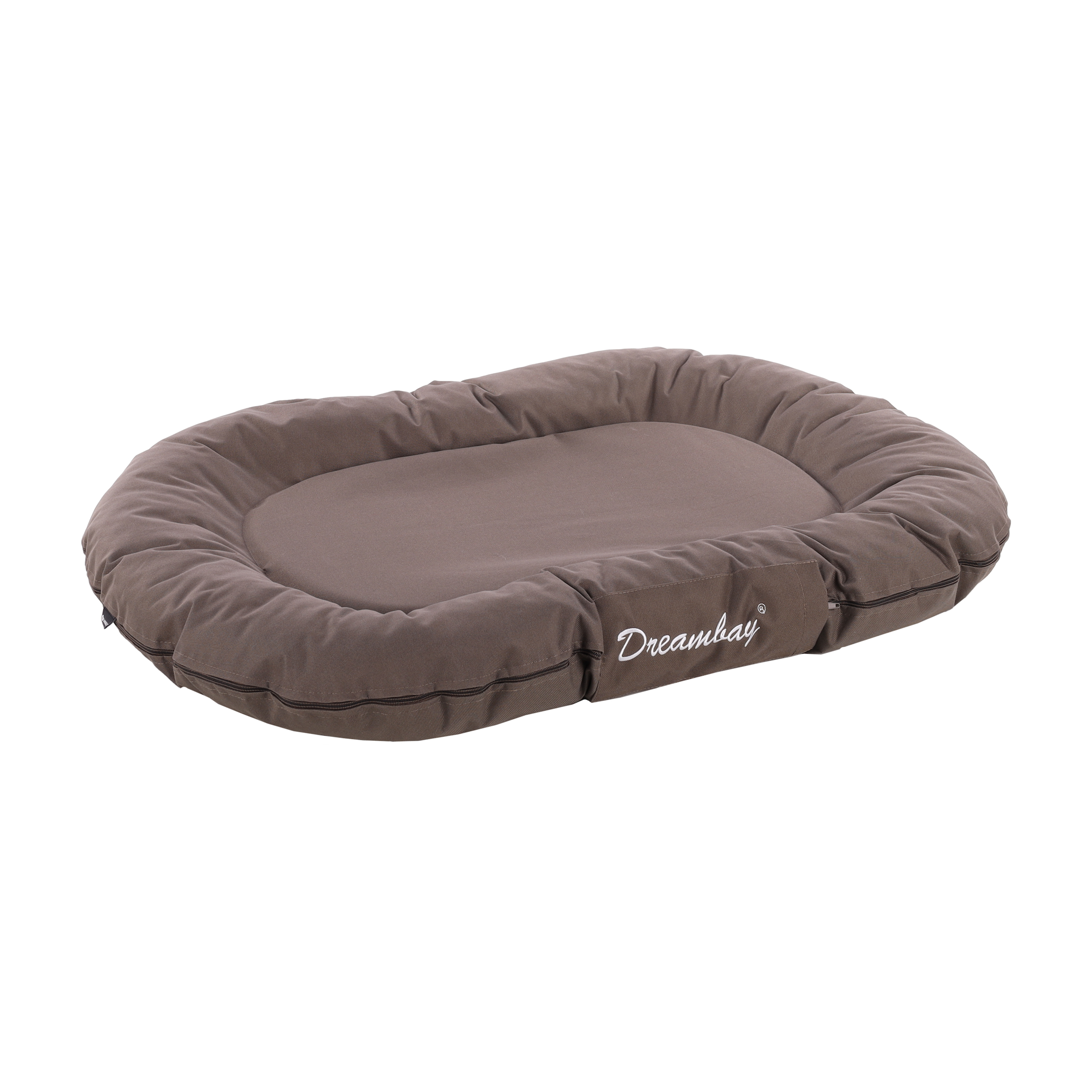 COUSSIN POUR CHIEN DREAMBAY® FLAMINGO™️ - OVALE TAUPE - 100x75x15CM
