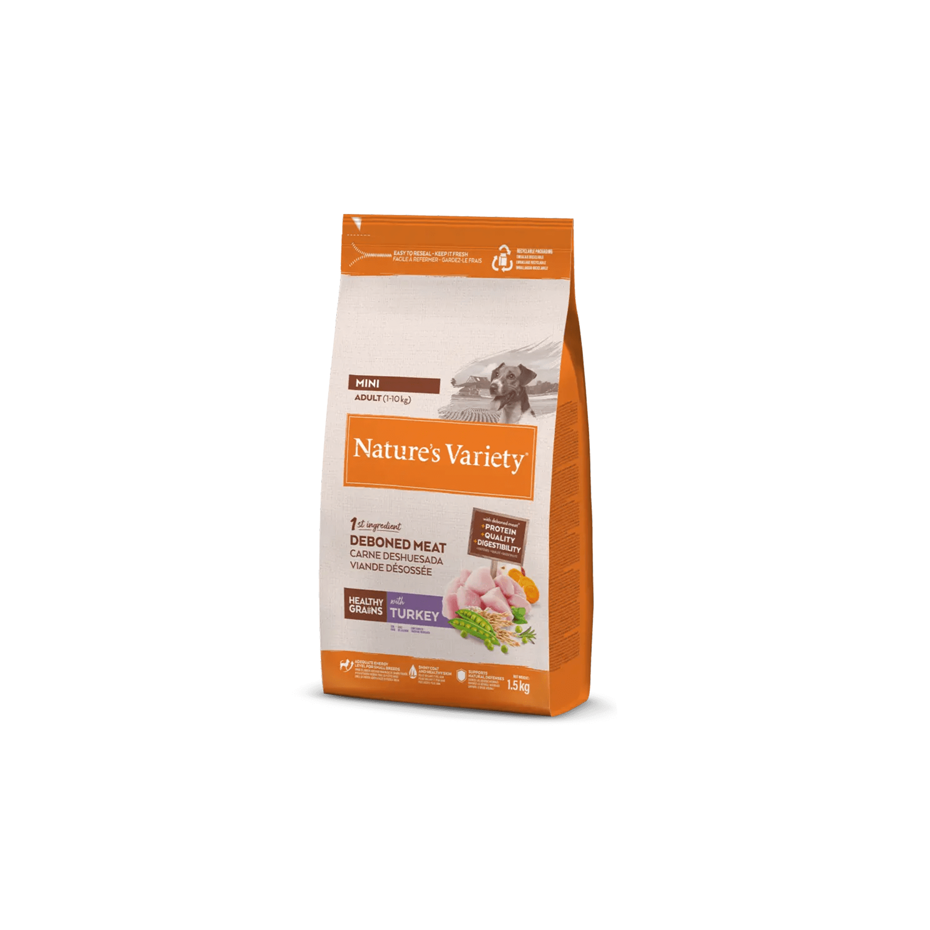 CROQUETTES CHIEN NATURE'S VARIETY® HEALTHY GRAIN ADULT MINI DINDE - 1,5KG