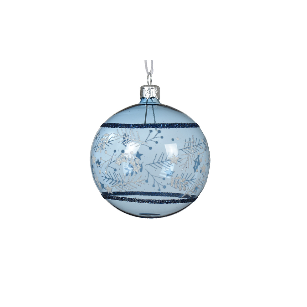 Miniature : BOULE DE NOËL EN VERRE TRANSPARENT BLEU GLACÉ OU BLEU NUIT - ∅8CM