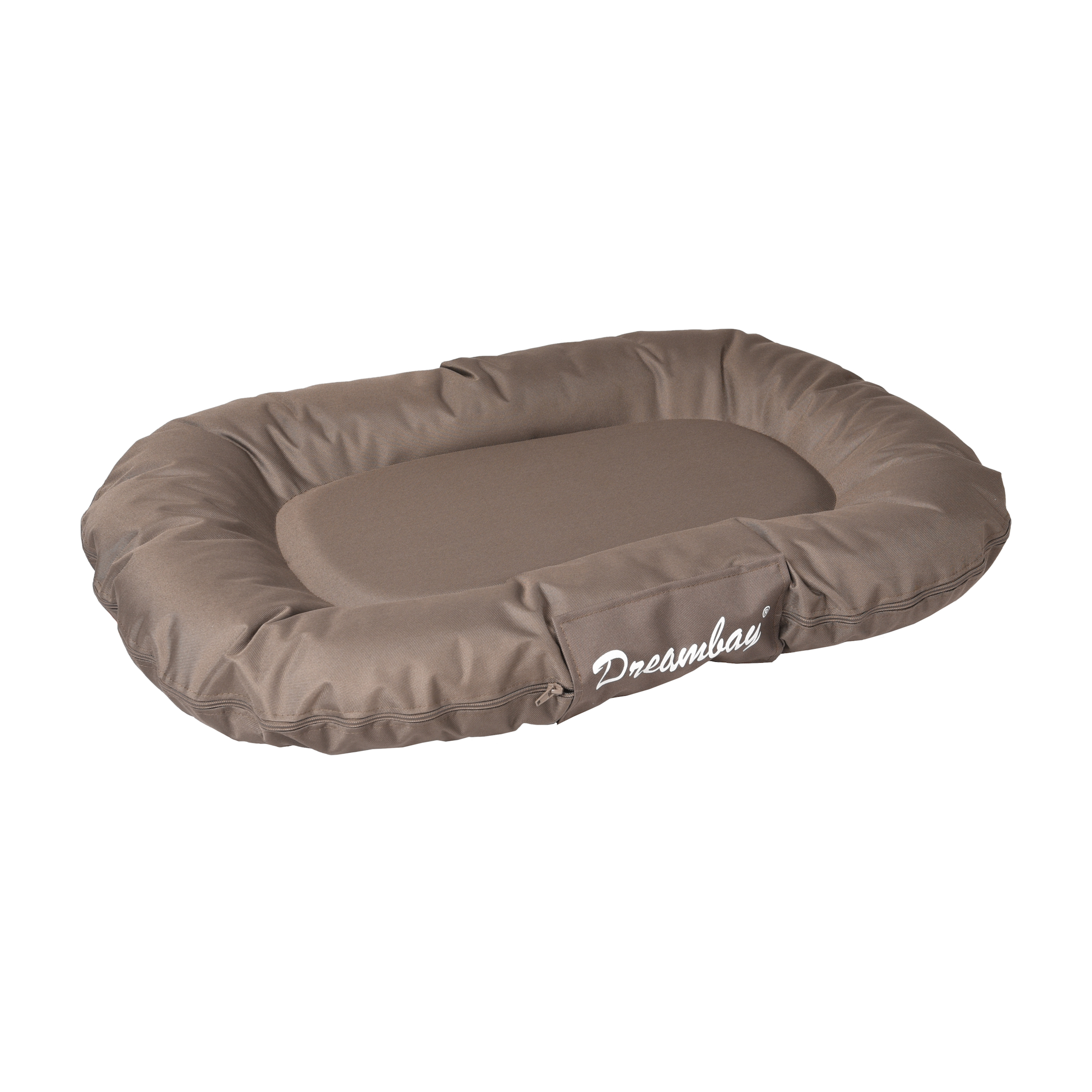 COUSSIN POUR CHIEN DREAMBAY® FLAMINGO™️ - OVALE TAUPE - 80x60x14CM