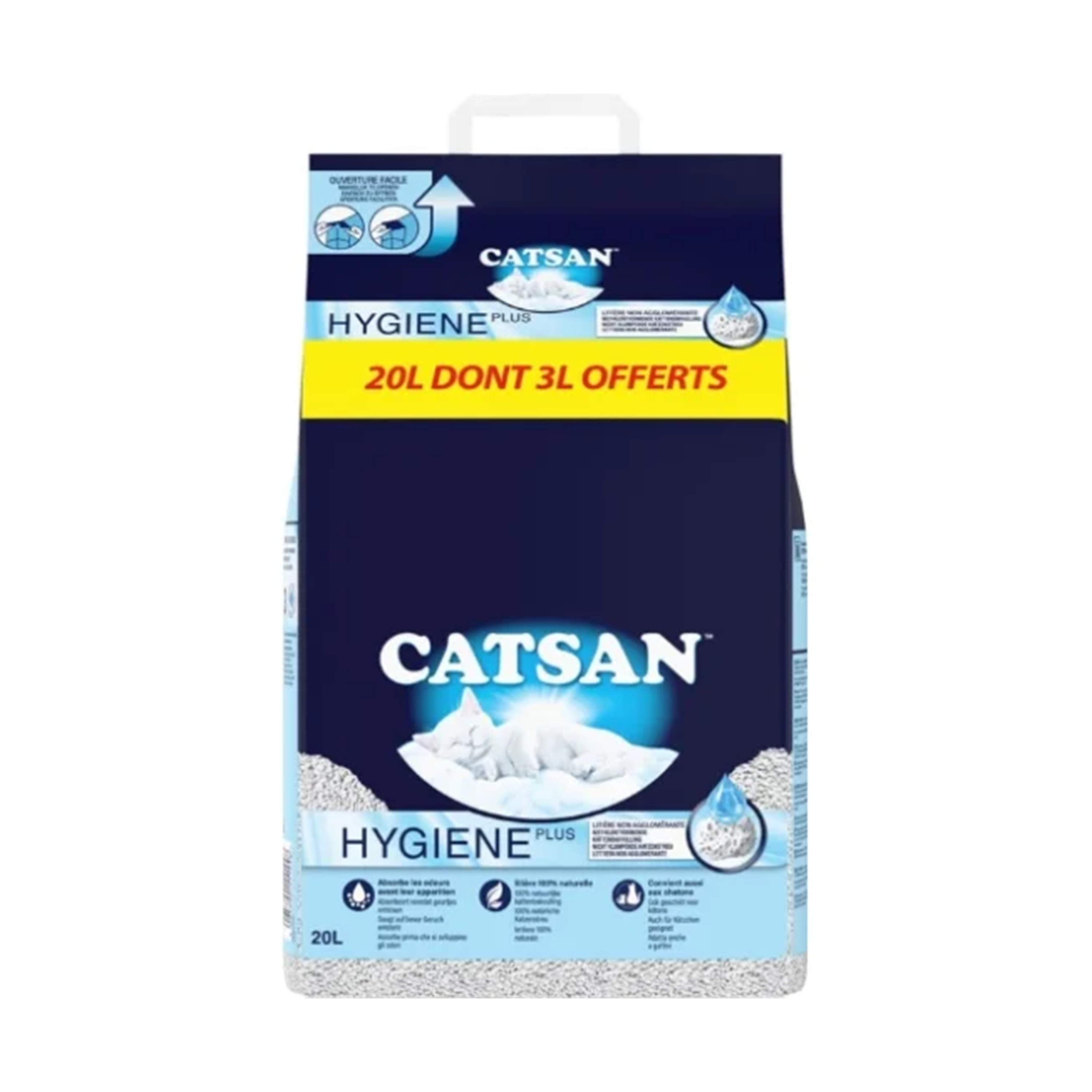LITIÈRE CATSAN® HYGIÈNE PLUS - 20L DONT 3L OFFERTS