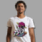 A White color featuring Chilling Astronaut Cartoon Printed T-shirt for men at front side