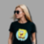 Women's Black t-shirt Featuring a classic Sponge Bob cartoon character print