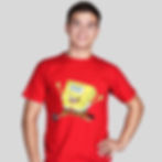 Men's Red Sponge Bob Cartoon Character T-shirt for Adults printed on front side