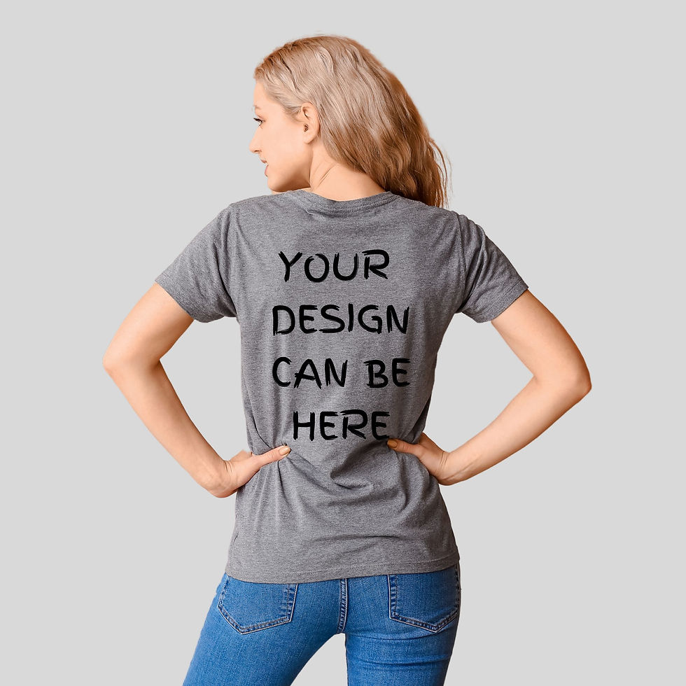 DGshopee A grey customized graphic printed t-shirt for women on back side