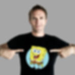 Men's black cartoon character tshirt featuring sponge bob