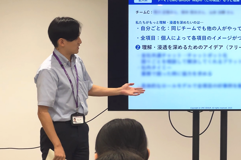 CMC GROUP Way 社内ワイガヤの発表の様子