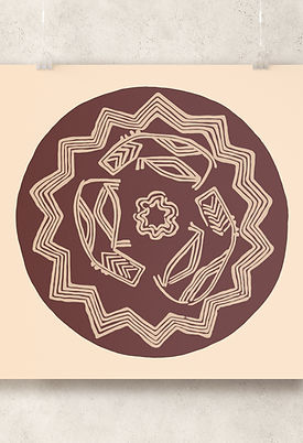 Reproduction of a prehistoric white cross-lined ware bowl from the Naqada I period (c. 3850–3650 BC). It depicts three stylised hippos gathered around a central rosette representing a pool of water with zigzag cliffs beyond representing the horizon.