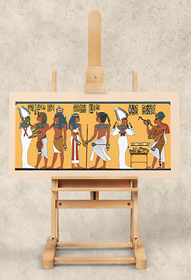 Reproduction of a painting on the north wall of the burial chamber of Tutankhamun dating to Dynasty 18, c. 1325 BC.