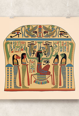 Reproduction of a scene from the Book of the Dead, taken from a Dynasty 21 coffin belonging to a man called Nespawershefyt.