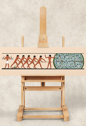 My reproduction of a wall relief from the Tomb of Neferiretnes, later usurped by Raemkai, dating to the 5th Dynasty (c. 2446–2389 BC).