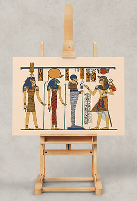 Reproduction of a vignette from the Great Harris Papyrus which recorded the deeds of king Ramesses III in c. 1150 BC (Dynasty 20).