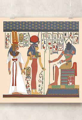 Reproduction of a painting from the tomb of Queen Nefertari in the Valley of the Queens dating to Dynasty 19.