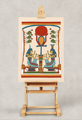 Reproduction of a vignette from a 19th Dynasty copy of the Book of the Dead.