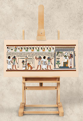 Reproduction of a vignette from the Ancient Egyptian Book of the Dead, taken from the Papyrus of Hunefer from c. 1285 BC.