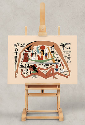 Reproduction of a scene from a 21st Dynasty mythological papyrus.