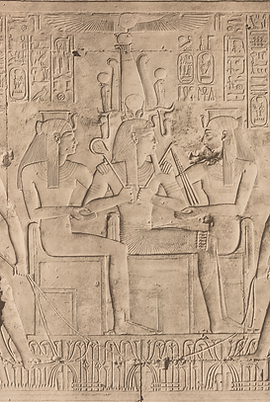 Reproduction of a wall relief from a chapel in the Temple of Seti I, dating to Dynasty 19 (around 1290–1279 BC).