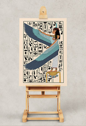 Reproduction of the ancient Egyptian goddess Isis, with protective wings outstretched, taken from the golden shrine of Tutankhamun dating to 1324 BC.