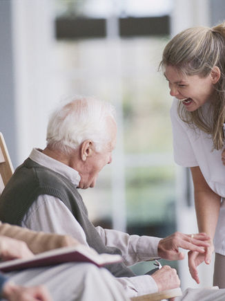 Nurse talking with residence