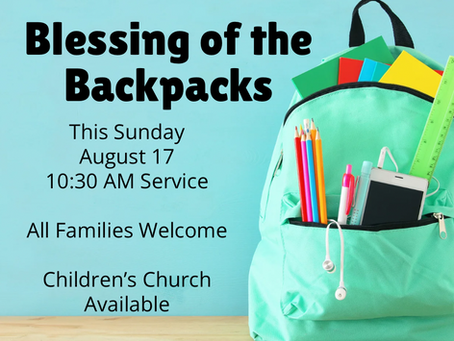 Blessing of the Backpacks This Sunday