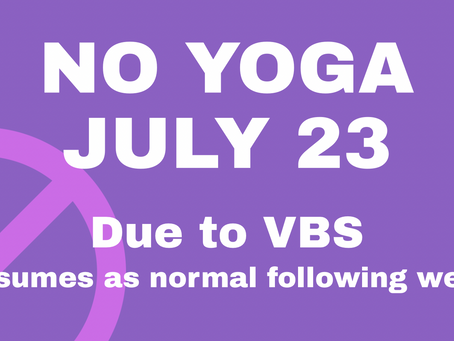 Yoga Class Cancelled for Wednesday, July 23 at Green Camp UMC
