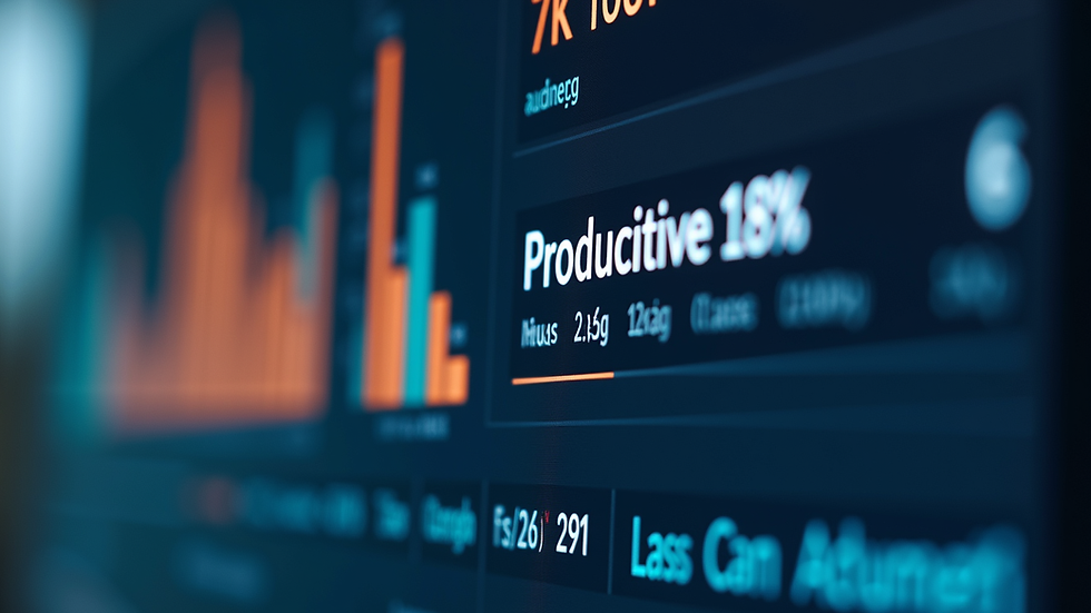 Close-up view of a software interface displaying productivity metrics