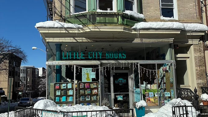 Book covers designed and produced by teen students at Urban Arts studio. Displayed on street-facing windows, visible all weekend.