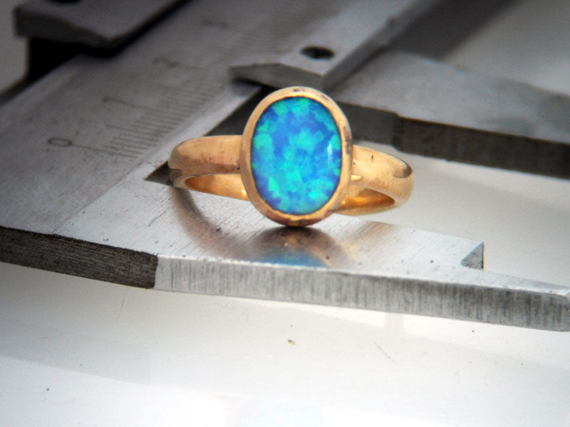 Thumbnail: Gold filled Ring, Blue turquoise Opal