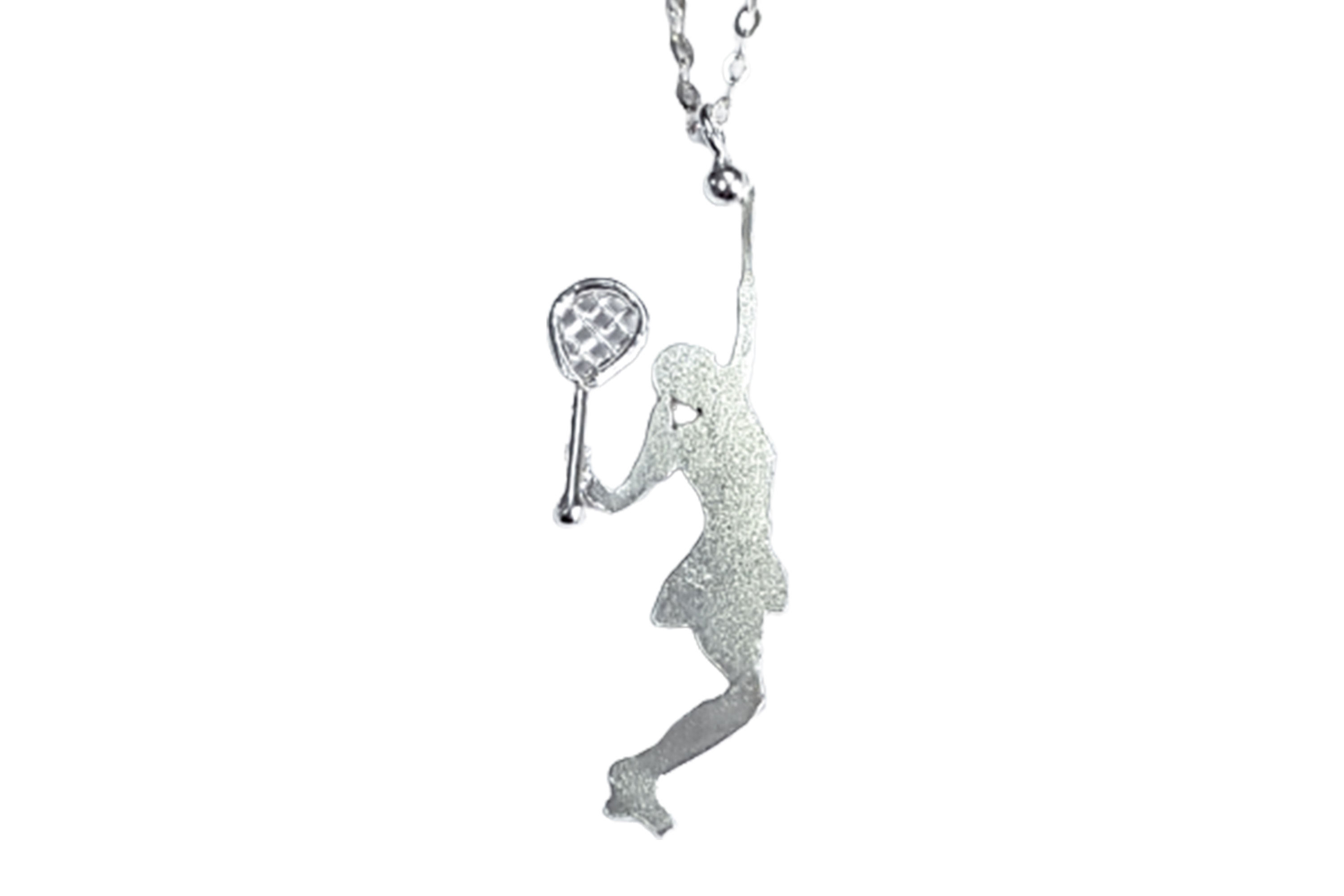 Sterling Silver Tennis player Charm Necklace