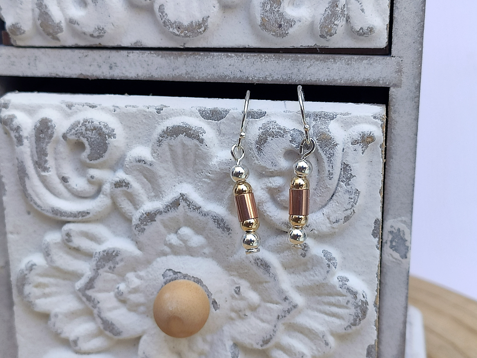 Thumbnail: Rose 14K gold filled, sterling silver and yellow gold filled earrings dangle