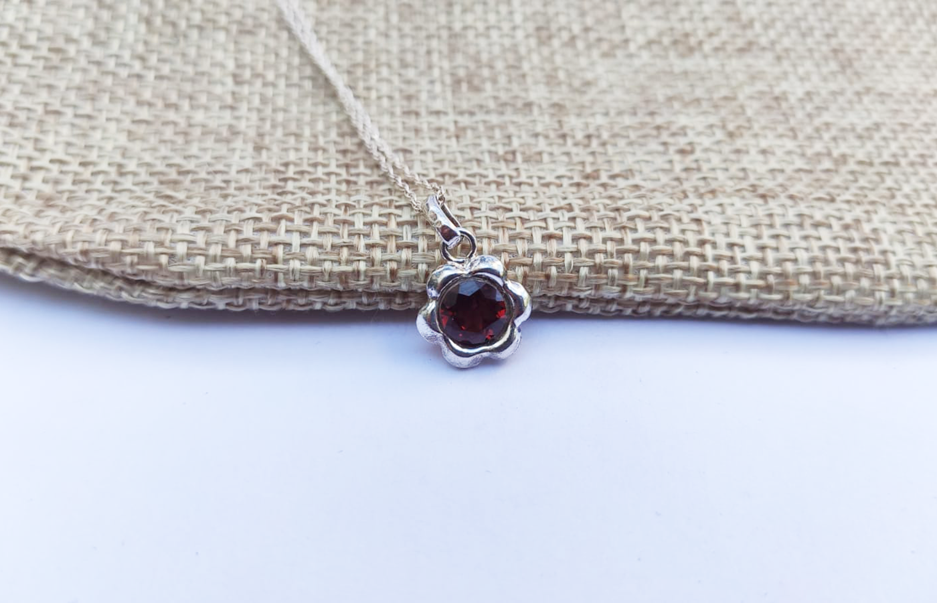 Red zircon stone pendant sterling silver 925