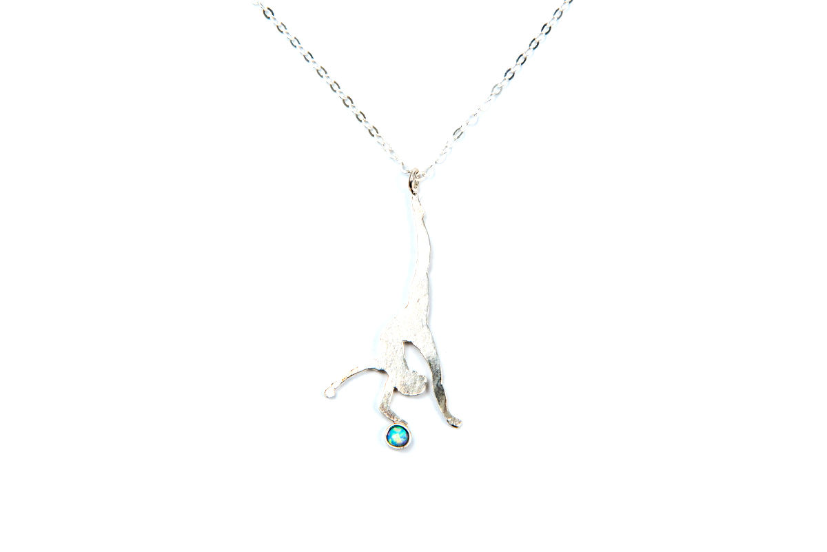 Artistic Gymnastics Necklace silver blue opal