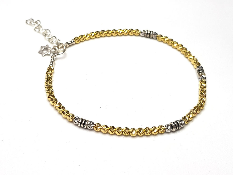 Thumbnail: Delicate Gold Filled and Silver bead bracelet