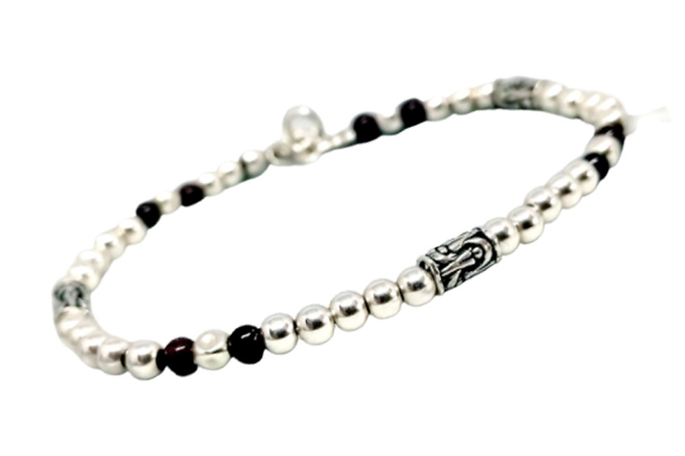 Thumbnail: GARNET BEAD BRACELET WITH SILVER