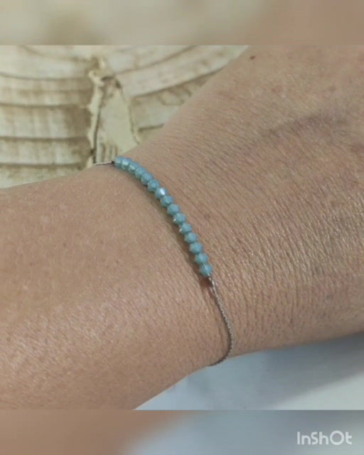 Thumbnail: Crystal green pacific opal Swarovski beads and silver 925 bracelet