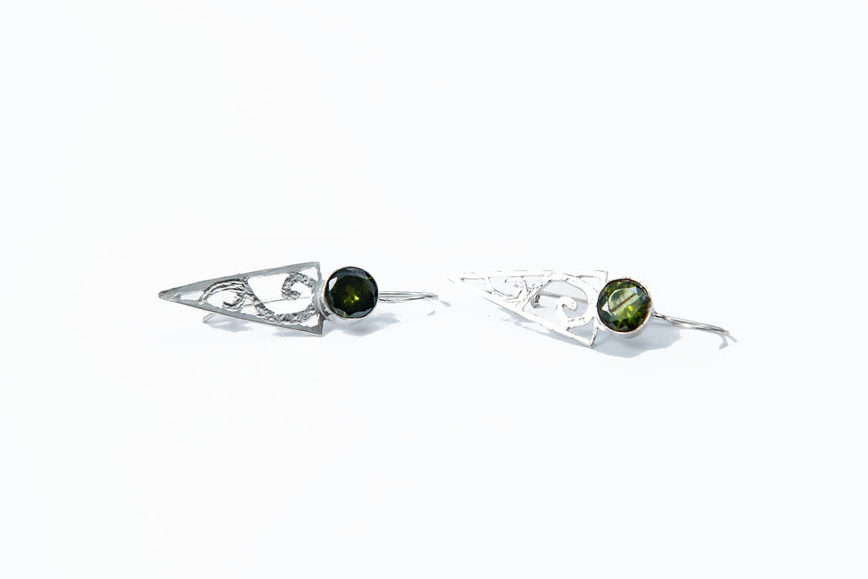 Thumbnail: Earring Handmade Sterling Silver With Greene CZ Stone
