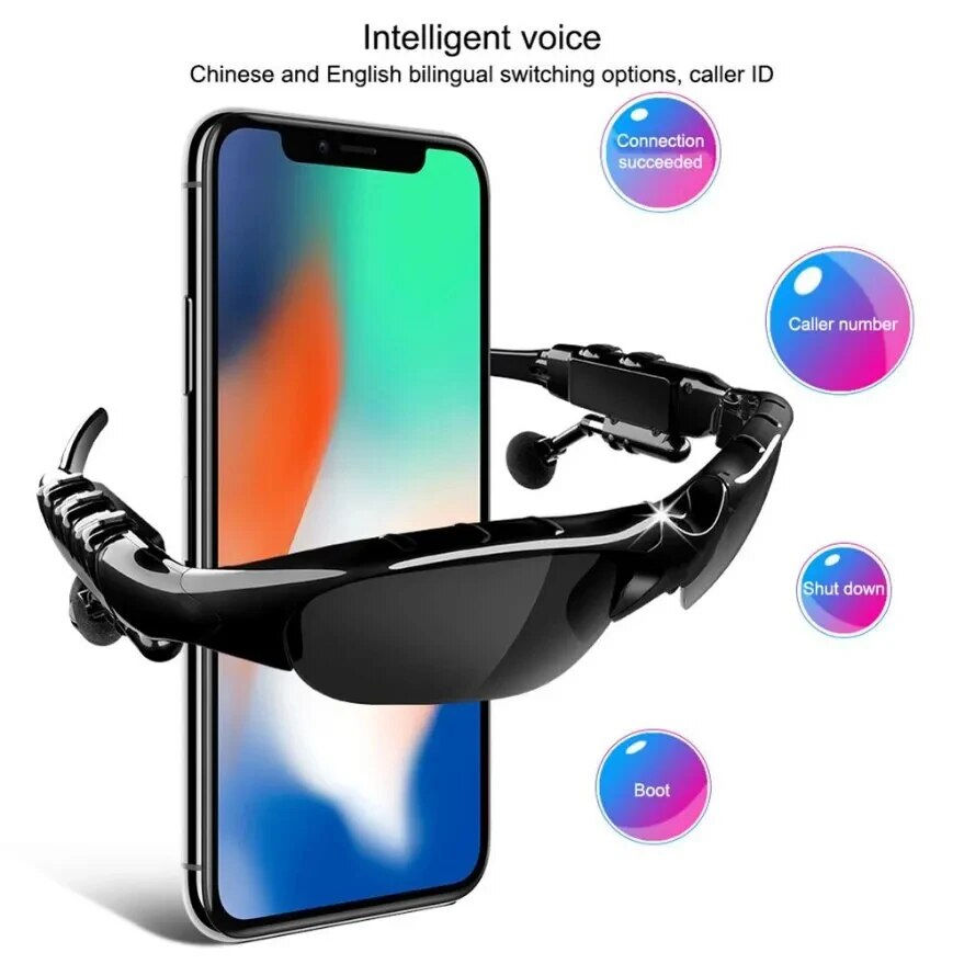 Thumbnail: Stereo Earphones Wireless Headset with Mic Glasses Sunglasses for Driving Cyclin