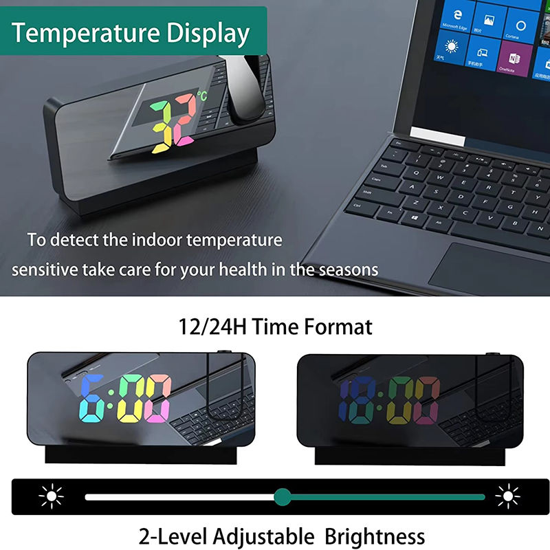 Thumbnail: Projection Alarm Clock Desk Clock with Large Color LED Display Rotatable Ceiling
