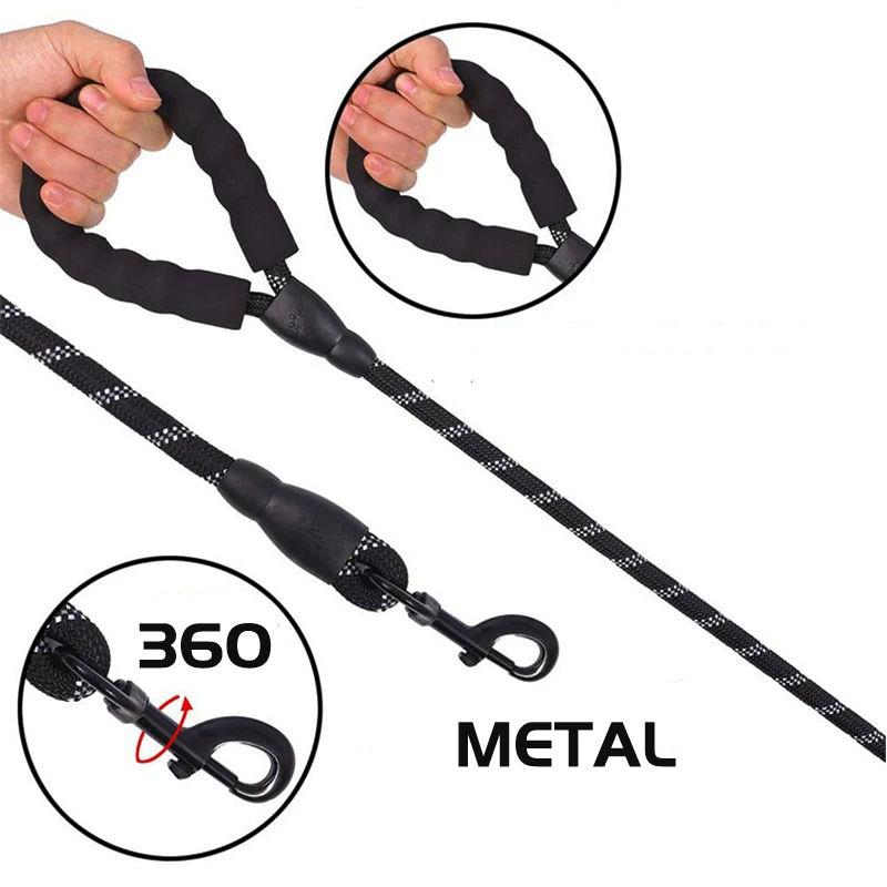 Thumbnail: Reflective Dog Leash With Comfortable Padded Handle - Double Heavy Duty Traction