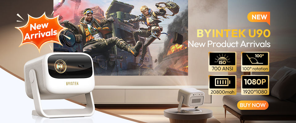 Thumbnail: BYINTEK LOVE U4 Smart Mini Home Theater Projector 4K 1080P Video Android WIFI fo