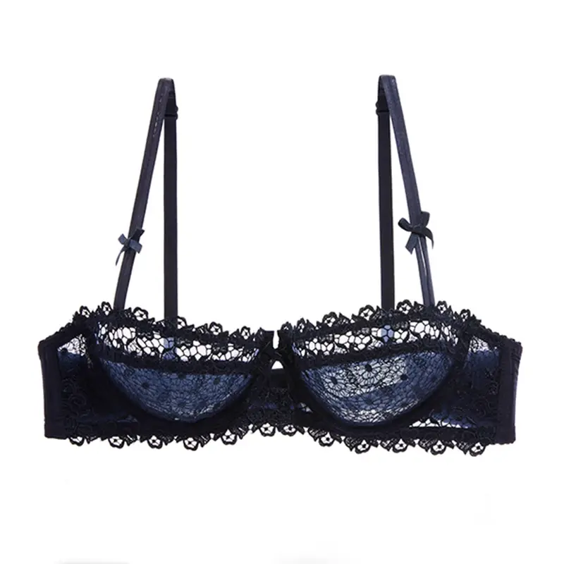 Thumbnail: KUCLUT Plus Size Sexy Half Cup Lace Bra Sheer Mesh Unlined Bralette for Women A 