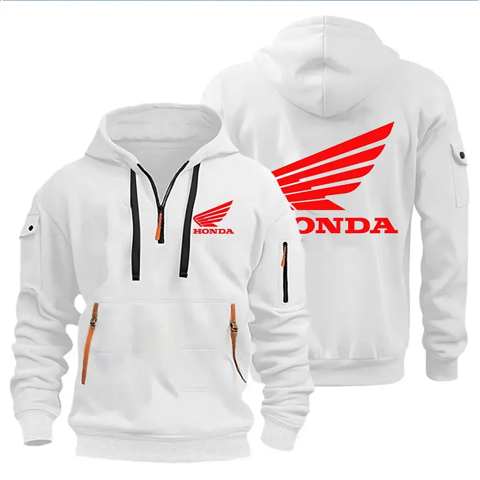 Thumbnail: Men's Hoodies Motorcycle Jackets Honda Wings Logo Printed Sweatshirt Pullover Tr