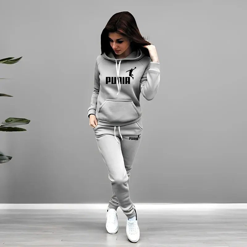 Thumbnail: Autumn Winter Daily Casual Sporty Hoody Outfit Women's Jogger Set Hoodies and Sw