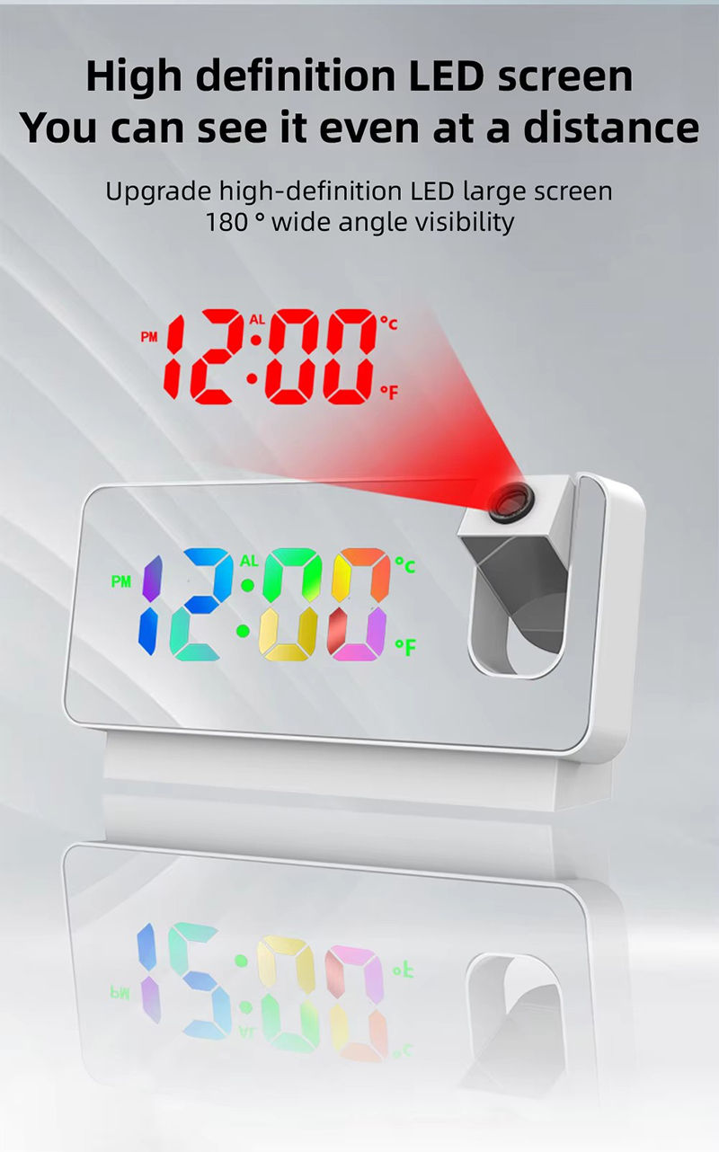 Thumbnail: Projection Alarm Clock Desk Clock with Large Color LED Display Rotatable Ceiling