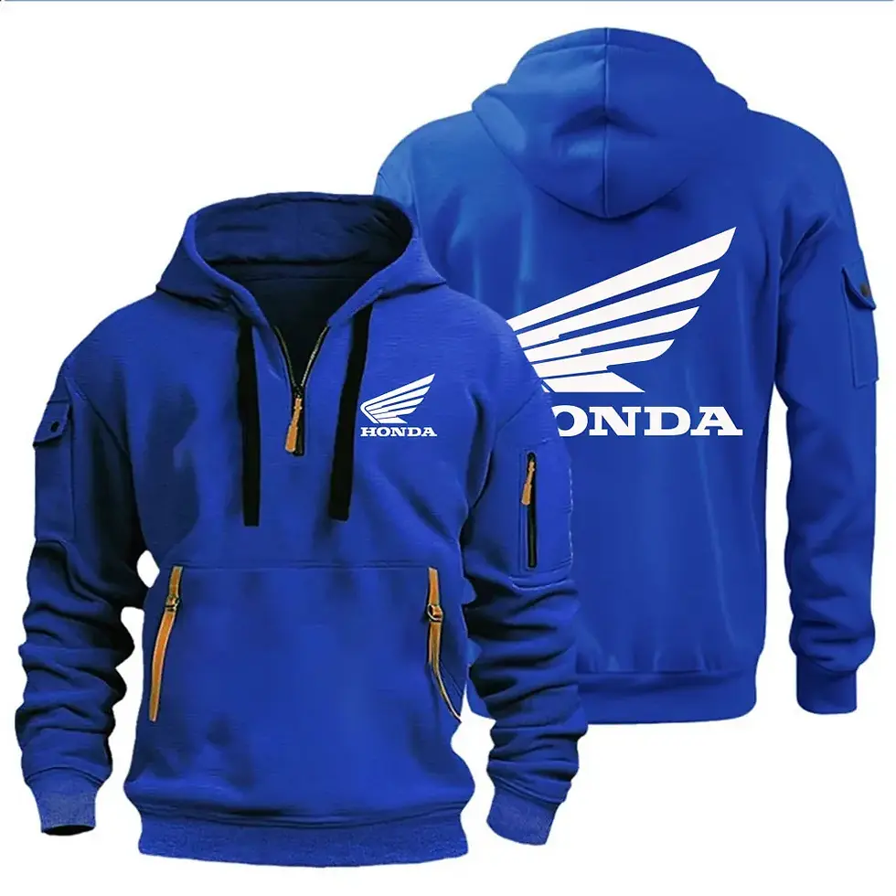 Thumbnail: Men's Hoodies Motorcycle Jackets Honda Wings Logo Printed Sweatshirt Pullover Tr
